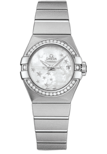Constellation Ladies Constellation Chronometer Watch - 27 mm Brushed Steel Case - Diamond Bezel - Mother-Of-Pearl Dial - 123.15.27.20.05.001 · Omega 27mm Diamond Bezel Mother-of-Pearl Dial — 123.15.27.20.05.001