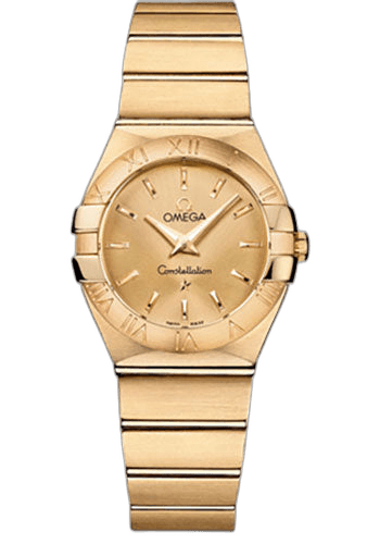 Omega 27mm Constellation Ladies Constellation Quartz Watch - 27 mm Brushed Yellow Gold Case - Champagne Dial - 123.50.27.60.08.001 Watch Ref. 123.50.27.60.08.001