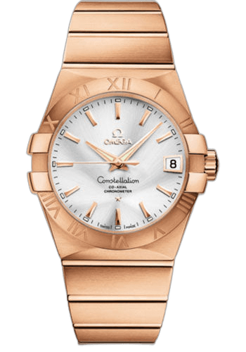 Omega Constellation Gents Constellation Chronometer Watch - 38 mm Brushed Red Gold Case - Silver Dial - 123.50.38.21.02.001 38mm