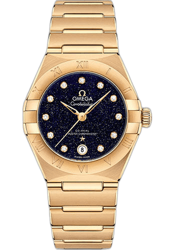 Constellation Omega Co-Axial Master Chronometer - 29 mm Yellow Gold Case - Blue Glass Diamond Dial - 131.50.29.20.53.002 29mm Omega Ref. 131.50.29.20.53.002