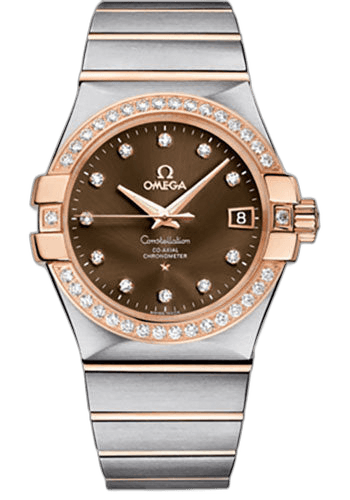 Constellation Gents Constellation Chronometer Watch - 35 mm Brushed Steel And Red Gold Case - Diamond Bezel - Brown Diamond Dial - 123.25.35.20.63.001 35mm & Red Gold Diamond Bezel Brown Diamond Dial · Omega 123.25.35.20.63.001