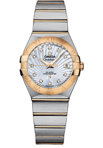 Omega Constellation Ladies Constellation Chronometer Watch - 27 mm Brushed Steel And Yellow Gold Case - Mother-Of-Pearl Supernova Diamond Dial - 123.20.27.20.55.002 27mm & Yellow Gold Mother-of-Pearl Dial Ref. 123.20.27.20.55.002