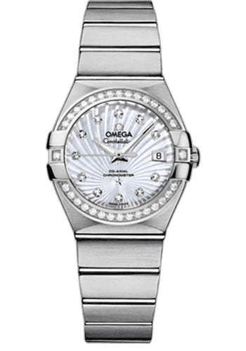 Omega 27mm Diamond Bezel Mother-of-Pearl Dial Constellation Ladies Constellation Chronometer Watch - 27 mm Brushed Steel Case - Diamond Bezel - Mother-Of-Pearl Supernova Diamond Dial - 123.15.27.20.55.001 Watch Ref. 123.15.27.20.55.001