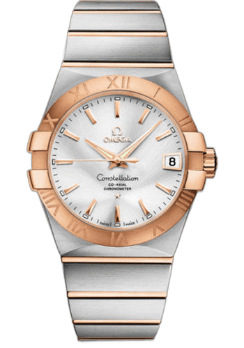 Constellation Gents Constellation Chronometer Watch - 38 mm Brushed Steel And Red Gold Case - Silver Dial - 123.20.38.21.02.001 38mm & Red Gold Silver Dial by Omega — 123.20.38.21.02.001