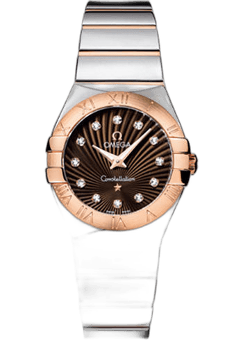Omega Constellation Ladies Constellation Polished Quartz Watch - 27 mm Polished Steel And Red Gold Case - Brown Diamond Dial - Steel And Red Gold Bracelet - 123.20.27.60.63.002 27mm & Red Gold Brown Diamond Dial