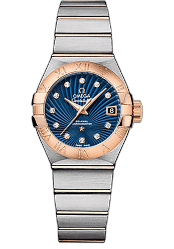 Omega 27mm & Red Gold Blue Supernova Diamond Dial Constellation Ladies Constellation Chronometer Watch - 27 mm Brushed Steel And Red Gold Case - Blue Supernova Diamond Dial - 123.20.27.20.53.001 Watch Ref. 123.20.27.20.53.001