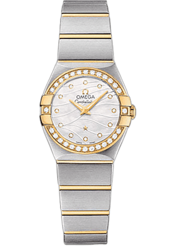 Constellation Quartz Watch - 24 mm Steel And Yellow Gold Case - Diamond-Set Yellow Gold Bezel - Mother-Of-Pearl Diamond Dial - Steel Bracelet - 123.25.24.60.55.011 · Omega 24mm & Yellow Gold Diamond Bezel Mother-of-Pearl Dial — 123.25.24.60.55.011