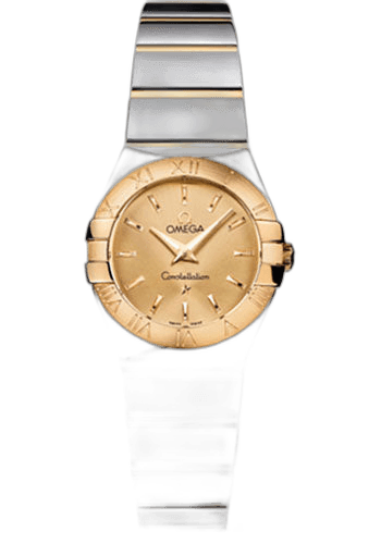 Omega Constellation Ladies Constellation Polished Quartz Watch - 24 mm Polished Steel And Yellow Gold Case - Champagne Dial - Steel And Yellow Gold Bracelet - 123.20.24.60.08.002 24mm & Yellow Gold Champagne Dial
