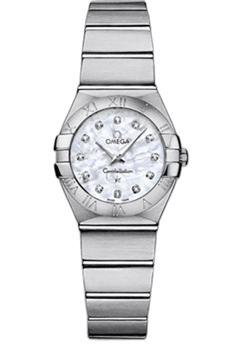 Omega 24mm Constellation Ladies Constellation Quartz Watch - 24 mm Brushed Steel Case - Mother-Of-Pearl Diamond Dial - 123.10.24.60.55.001 Watch Ref. 123.10.24.60.55.001