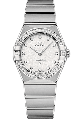 Constellation Manhattan Quartz Watch - 28 mm Steel Case - Diamond-Paved Bezel - White Silvery Dial - 131.15.28.60.52.001 28mm Diamond Bezel White Silvery Dial — Omega Ref. 131.15.28.60.52.001