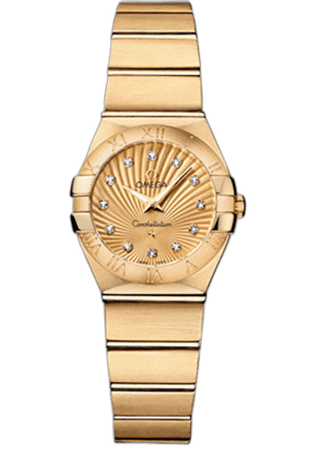 Omega Constellation Ladies Constellation Quartz Watch - 24 mm Brushed Yellow Gold Case - Champagne Diamond Dial - 123.50.24.60.58.001 24mm Timepiece [123.50.24.60.58.001