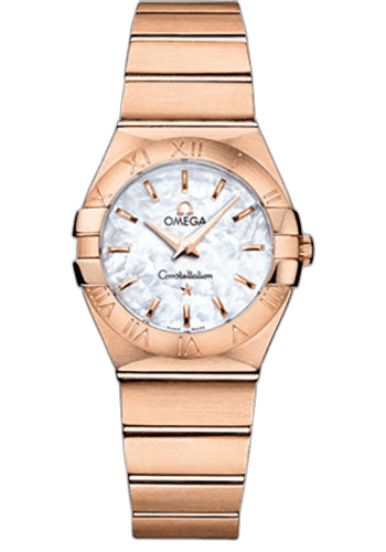 Omega 27mm Constellation Ladies Constellation Quartz Watch - 27 mm Brushed Red Gold Case - Mother-Of-Pearl Dial - 123.50.27.60.05.001 — Ref. 123.50.27.60.05.001