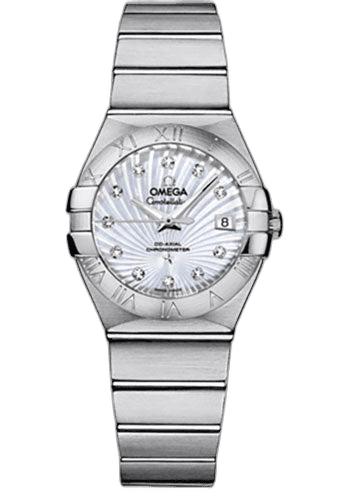 Omega Constellation Ladies Constellation Chronometer Watch - 27 mm Brushed Steel Case - Mother-Of-Pearl Supernova Diamond Dial - 123.10.27.20.55.001 27mm Timepiece [123.10.27.20.55.001