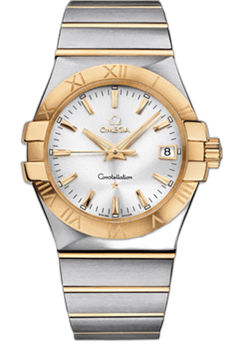 Omega 35mm & Yellow Gold Silver Dial Constellation Gents Constellation Quartz Watch - 35 mm Brushed Steel And Yellow Gold Case - Silver Dial - 123.20.35.60.02.002 — Ref. 123.20.35.60.02.002