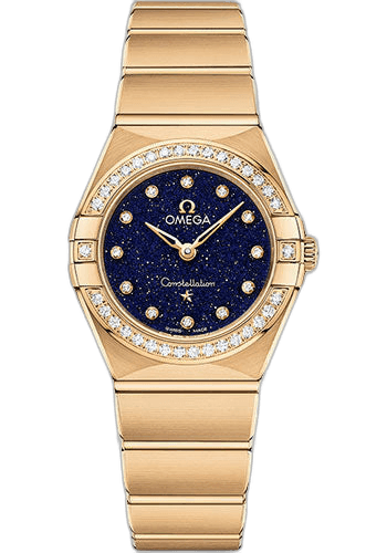 Omega Constellation Quartz - 25 mm Yellow Gold Case - Diamond Bezel - Blue Glass Diamond Dial - 131.55.25.60.53.001 25mm Diamond Bezel Blue Glass Diamond Dial