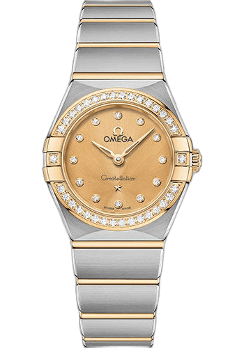 Constellation Manhattan Quartz Watch - 25 mm Steel And Yellow Gold Case - Diamond-Paved Bezel - Champagne Diamond Dial - 131.25.25.60.58.001 25mm & Yellow Gold Diamond Bezel Champagne Diamond Dial by Omega — 131.25.25.60.58.001