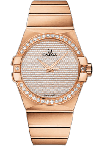 Constellation Gents Constellation Jewellery Watch - 38 mm Brushed Red Gold Case - Diamond Bezel - Diamond Paved Dial - 123.55.38.20.99.004 38mm Diamond Bezel Diamond-Paved Dial — Omega Ref. 123.55.38.20.99.004