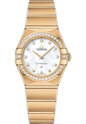 Constellation Manhattan Quartz Watch - 25 mm Yellow Gold Case - Diamond-Paved Bezel - Mother-Of-Pearl Diamond Dial - 131.55.25.60.55.002 25mm Diamond Bezel Mother-of-Pearl Dial Omega Ref. 131.55.25.60.55.002