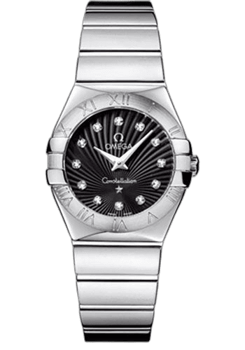 Constellation Ladies Constellation Polished Quartz Watch - 27 mm Polished Steel Case - Black Dial - Steel Bracelet - 123.10.27.60.51.002 27mm — Omega Ref. 123.10.27.60.51.002