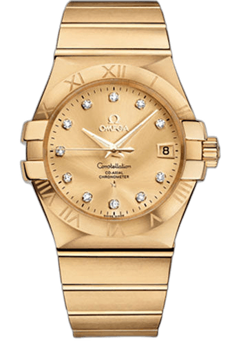 Constellation Gents Constellation Chronometer Watch - 35 mm Brushed Yellow Gold Case - Champagne Diamond Dial - 123.50.35.20.58.001 35mm Omega Ref. 123.50.35.20.58.001