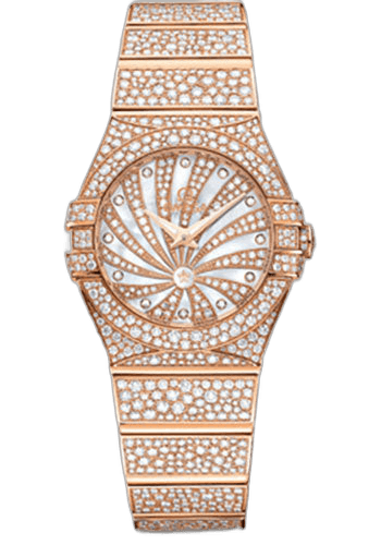 Omega Constellation Ladies Constellation Luxury Edition Watch - 24 mm Red Gold Case - Snow-Set Diamond Bezel - Mother-Of-Pearl Diamond Dial - 123.55.24.60.55.009 24mm Diamond Bezel Mother-of-Pearl Dial (123.55.24.60.55.009