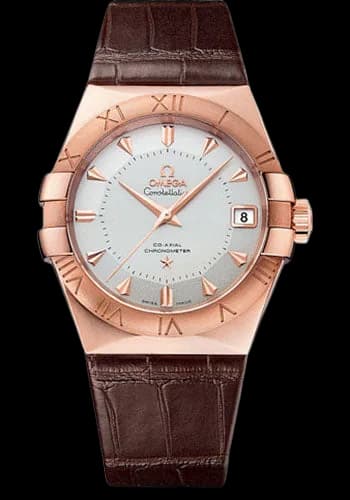 Omega Constellation Co-Axial Segna Gold Limited Edition of 1952 Watch - 38 mm Polished Sedna Gold Case - Brushed Sedna Gold Bezel - Silver Dial - Brown Leather Strap - 123.53.38.21.02.001 38mm