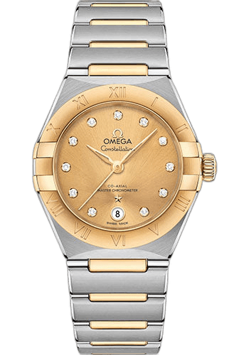 Omega Constellation Manhattan Co-Axial Master Chronometer Watch - 29 mm Steel And Yellow Gold Case - Champagne Diamond Dial - 131.20.29.20.58.001 29mm & Yellow Gold Champagne Diamond Dial Watch Ref. 131.20.29.20.58.001