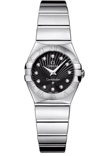Constellation Ladies Constellation Polished Quartz Watch - 24 mm Polished Steel Case - Black Diamond Dial - Steel Bracelet - 123.10.24.60.51.002 24mm · Omega 123.10.24.60.51.002