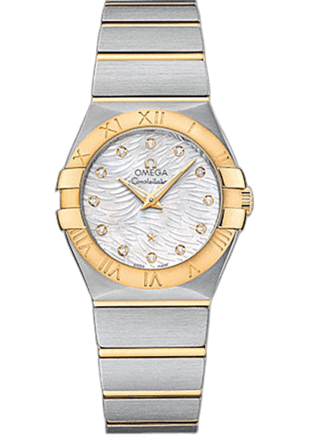 Constellation Quartz Watch - 27 mm Steel Case - Yellow Gold Bezel - Mother-Of-Pearl Diamond Dial - 123.20.27.60.55.008 27mm · Omega 123.20.27.60.55.008