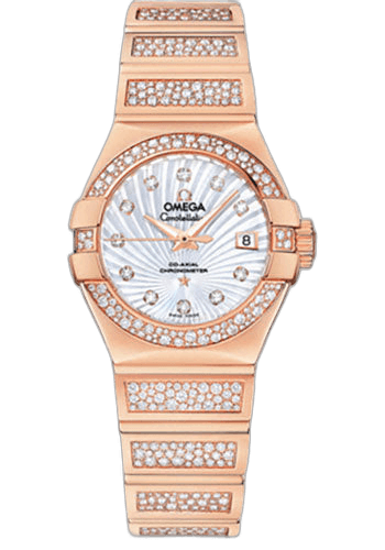 Omega Constellation Ladies Constellation Luxury Edition Watch - 27 mm Red Gold Case - Snow-Set Diamond Bezel - Mother-Of-Pearl Supernova Diamond Dial - 123.55.27.20.55.004 27mm Diamond Bezel Mother-of-Pearl Dial Watch Ref. 123.55.27.20.55.004