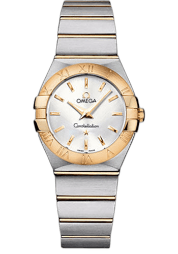 Constellation Ladies Constellation Quartz Watch - 27 mm Brushed Steel And Yellow Gold Case - Silver Dial - 123.20.27.60.02.002 · Omega 27mm & Yellow Gold Silver Dial — 123.20.27.60.02.002