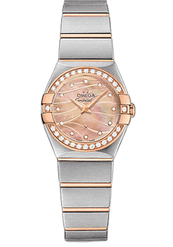 Omega Constellation Quartz Watch - 24 mm Red Gold Case - Diamond-Set Red Gold Bezel - Red Gold Mother-Of-Pearl Diamond Dial - Steel Bracelet - 123.25.24.60.57.002 24mm Diamond Bezel Mother-of-Pearl Dial Watch Ref. 123.25.24.60.57.002