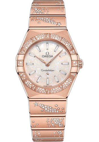 Omega Constellation Quartz - 28 mm Sedna Gold Case - Diamond Bezel - White Australiopal Diamond Dial - 131.55.28.60.99.001 28mm Diamond Bezel White Australiopal Diamond Dial (131.55.28.60.99.001