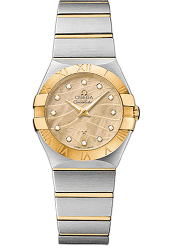 Omega Constellation Quartz 27 mm Watch - 27.0 mm Steel And Yellow Gold Case - 18K Yellow Gold Bezel - Champagne Mother-Of-Pearl Diamond Dial - Steel Bracelet - 123.20.27.60.57.001 27.0mm & Yellow Gold Mother-of-Pearl Dial Timepiece [123.20.27.60.57.001