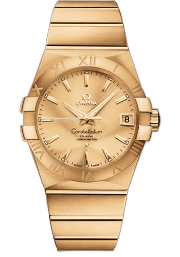 Constellation Gents Constellation Chronometer Watch - 38 mm Brushed Yellow Gold Case - Champagne Dial - 123.50.38.21.08.001 38mm — Omega Ref. 123.50.38.21.08.001