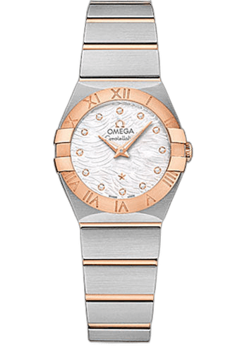 Omega Constellation Quartz Watch - 24 mm Steel Case - 18K Red Gold Bezel - Mother-Of-Pearl Diamond Dial - 123.20.24.60.55.007 24mm
