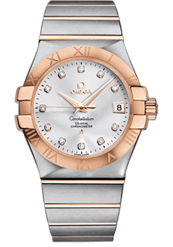 Omega Constellation Gents Constellation Chronometer Watch - 35 mm Brushed Steel And Red Gold Case - Silver Diamond Dial - 123.20.35.20.52.001 35mm & Red Gold Silver Diamond Dial Timepiece [123.20.35.20.52.001
