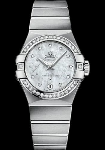 Constellation Co-Axial Master CHRONOMETER Small Seconds Petite Seconde Watch - 27 mm Steel Case - White Mother-Of-Pearl Diamond Dial - 127.15.27.20.55.001 27mm by Omega — 127.15.27.20.55.001