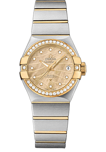 Omega Constellation Co-Axial Watch - 27 mm Steel And Yellow Gold Case - Diamond-Set Yellow Gold Bezel - Champagne Mother-Of-Pearl Dial - Steel Bracelet - 123.25.27.20.57.002 27mm & Yellow Gold Diamond Bezel Mother-of-Pearl Dial (123.25.27.20.57.002