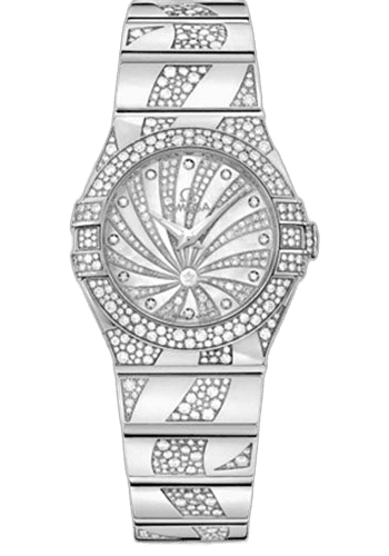 Constellation Ladies Constellation Luxury Edition Watch - 27 mm White Gold Case - Snow-Set Diamond Bezel - Mother-Of-Pearl Diamond Dial - 123.55.27.60.55.012 · Omega 27mm Diamond Bezel Mother-of-Pearl Dial — 123.55.27.60.55.012