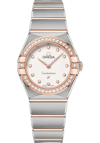 Omega Constellation Manhattan Quartz Watch - 25 mm Steel And Sedna Gold Case - Diamond-Paved Bezel - Crystal White Silvery Diamond Dial - 131.25.25.60.52.001 25mm & Sedna™ Gold Diamond Bezel Crystal White Silvery Diamond Dial Ref. 131.25.25.60.52.001