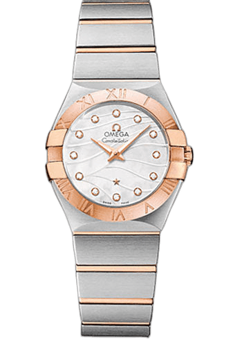 Constellation Quartz 27 mm Watch - 27.0 mm Steel And Red Gold Case - 18K Red Gold Bezel - Mother-Of-Pearl Diamond Dial - Steel Bracelet - 123.20.27.60.55.006 27.0mm & Red Gold Mother-of-Pearl Dial — Omega Ref. 123.20.27.60.55.006
