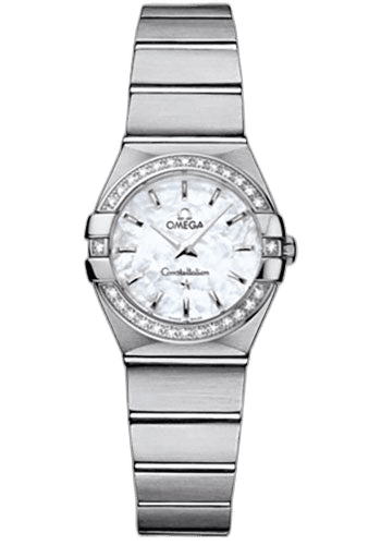 Constellation Ladies Constellation Quartz Watch - 24 mm Brushed Steel Case - Diamond Bezel - Mother-Of-Pearl Dial - 123.15.24.60.05.001 24mm Diamond Bezel Mother-of-Pearl Dial by Omega — 123.15.24.60.05.001