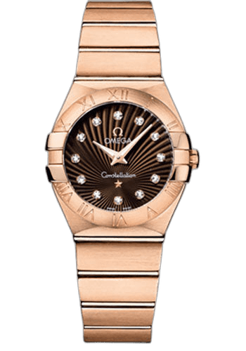 Omega Constellation Ladies Constellation Quartz Watch - 27 mm Brushed Red Gold Case - Brown Diamond Dial - 123.50.27.60.63.001 27mm Watch Ref. 123.50.27.60.63.001