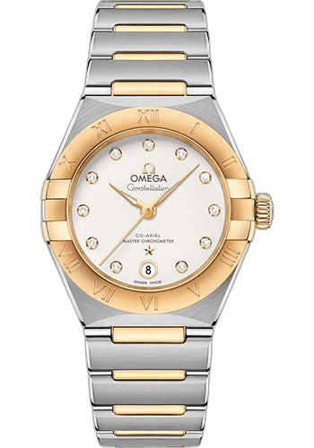 Constellation Manhattan Co-Axial Master Chronometer Watch - 29 mm Steel And Yellow Gold Case - Crystal White Slivery Diamond Dial - 131.20.29.20.52.002 29mm & Yellow Gold Crystal White Slivery Diamond Dial by Omega — 131.20.29.20.52.002