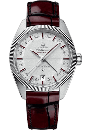 Omega Constellation Globemaster Co-Axial Master Chronometer Annual Calendar Limited Edition of 52 Watch - 41 mm Platinum Case - Platinum Dial - Burgundy Leather Strap - 130.93.41.22.99.001 41mm (130.93.41.22.99.001