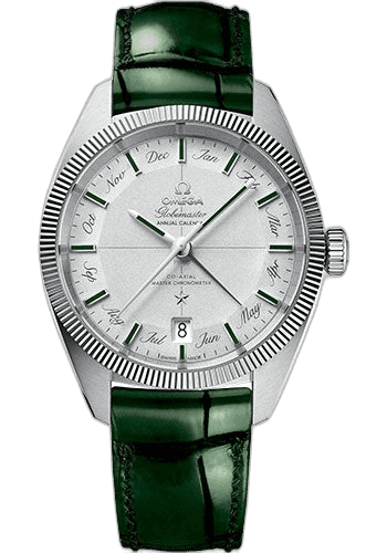 Omega Constellation Globemaster Co-Axial Master Chronometer Annual Calendar Limited Edition of 52 Watch - 41 mm Platinum Case - Platinum Dial - Green Leather Strap - 130.93.41.22.99.002 41mm