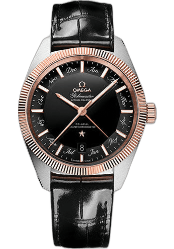 Constellation Globemaster Omega Co-Axial Master Chronometer Annual Calendar - 41 mm Steel And Sedna Gold Case - Black Dial - Black Leather Strap - 130.23.41.22.01.001 41mm & Sedna™ Gold Black Dial — Omega Ref. 130.23.41.22.01.001