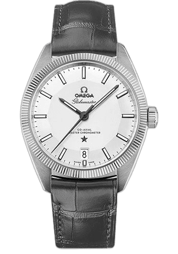 Constellation Globemaster Co-Axial Master Chronometer Watch - 39 mm Steel Case - Fluted Bezel - Silver Dial - Grey Leather Strap - 130.33.39.21.02.001 · Omega 39mm — 130.33.39.21.02.001