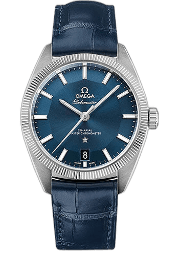 Constellation Globemaster Co-Axial Master Chronometer Watch - 39 mm Steel Case - Fluted Bezel - Blue Dial - Blue Leather Strap - 130.33.39.21.03.001 39mm Omega Ref. 130.33.39.21.03.001